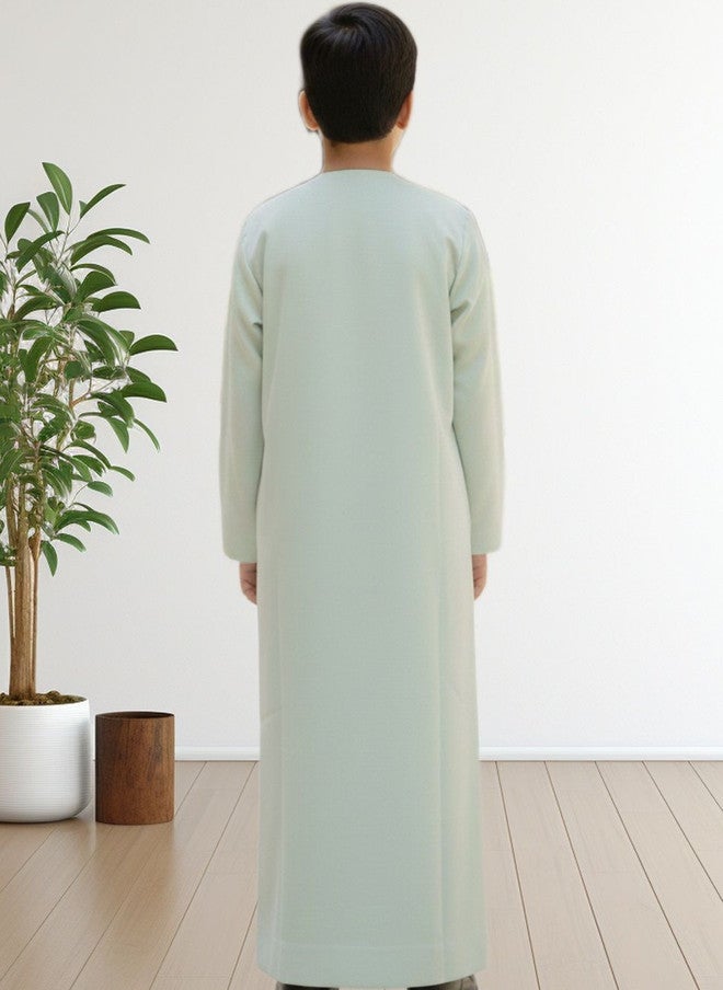 BAESD Boys Sea Green Embroidered Long Sleeve Dress - Image 2